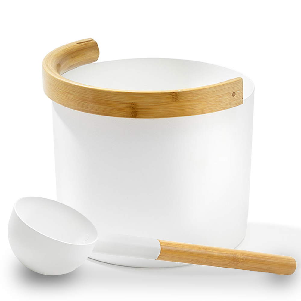 Kolo Sauna Bucket, Curved Bamboo Handle, 1 Gallon, Aluminum - Sweet Life Saunas