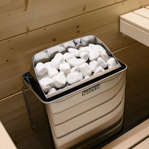 Harvia White Sauna Stones, Rounded, 5-10cm - Sweet Life Saunas