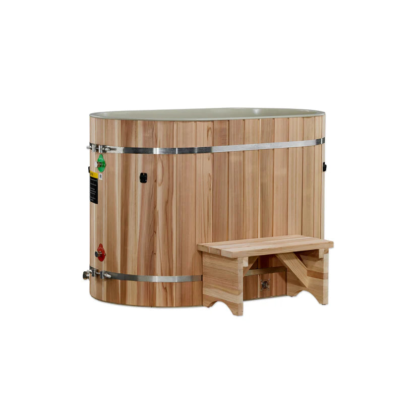 Dynamic Cold Therapy Oval Cedar Barrel Cold Plunge with Composite Interior Tub DCT-BO-50-PLPC-34