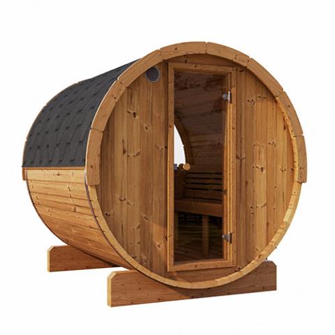 SaunaLife ERGO Series Sauna Barrel 59"D x 81"H, Rear Window, 3-person - Sweet Life Saunas
