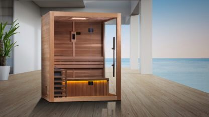 Golden Designs Hanko 2-3 Person Traditional Sauna Canadian Red Cedar Interior GDI-7202-01