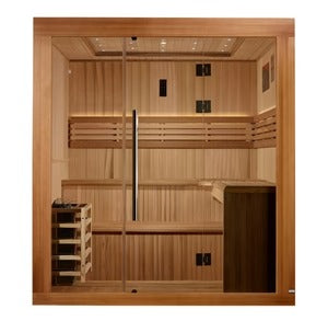 Golden Designs Osla 6 Person Traditional Sauna Canadian Red Cedar Interior and Pacific Premium Clear Cedar Exterior GDI-7689-02