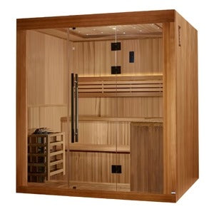Golden Designs Osla 6 Person Traditional Sauna Canadian Red Cedar Interior and Pacific Premium Clear Cedar Exterior GDI-7689-02