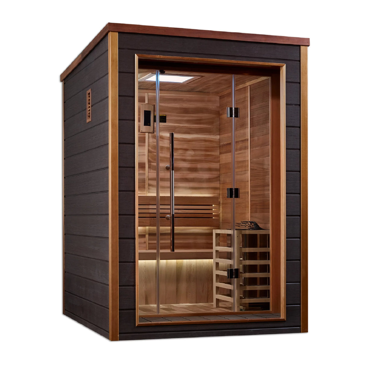Golden Designs Narvik 2 Person Outdoor Indoor Traditional Sauna Canadian Red Cedar Interior GDI-8202-01