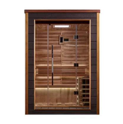 Golden Designs Narvik 2 Person Outdoor Indoor Traditional Sauna Canadian Red Cedar Interior GDI-8202-01