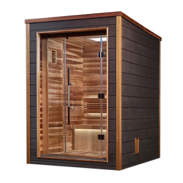 Golden Designs Narvik 2 Person Outdoor Indoor Traditional Sauna Canadian Red Cedar Interior GDI-8202-01