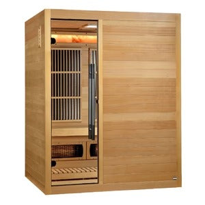 Golden Designs Soria 3 Person Indoor Hybrid Sauna Full Spectrum and Harvia Traditional Stove GDI-8330-01
