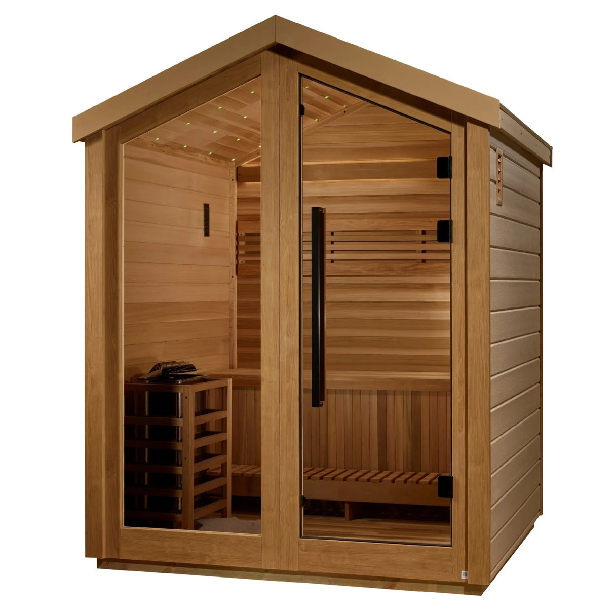 Golden Designs Savonlinna 3 Person Outdoor Traditional Sauna – Canadian Red Cedar Interior GDI-8503-01