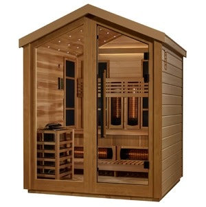 Golden Designs Loviisa 3 Person Outdoor Hybrid Sauna Canadian Red Cedar Interior GDI‐8523‐01