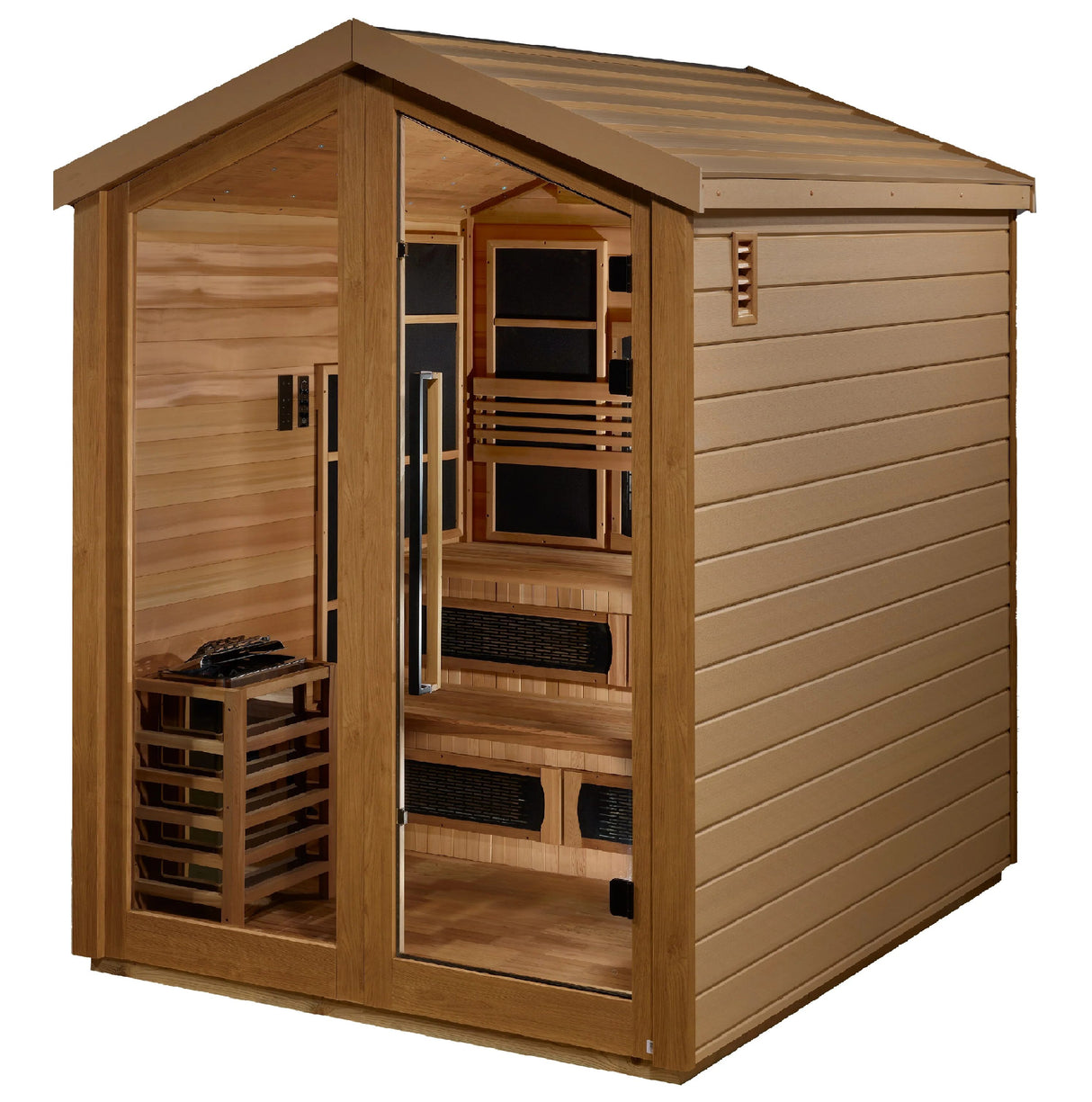 Golden Designs Kaskinen 6 Person Outdoor Hybrid Sauna Canadian Red Cedar Interior GDI‐8526‐01