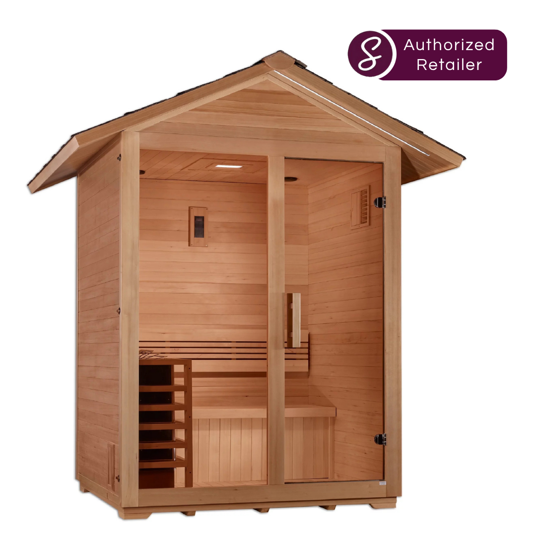 Golden Designs Arlberg 3 Person Traditional Outdoor Steam Sauna Canadian Hemlock GDI-8103-01