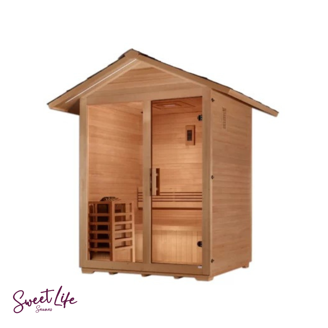 Golden Designs Arlberg 3 Person Traditional Outdoor Steam Sauna Canadian Hemlock GDI-8103-01