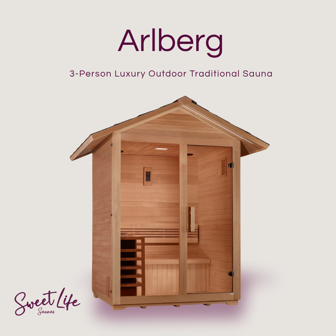 Golden Designs Arlberg 3 Person Traditional Outdoor Steam Sauna Canadian Hemlock GDI-8103-01