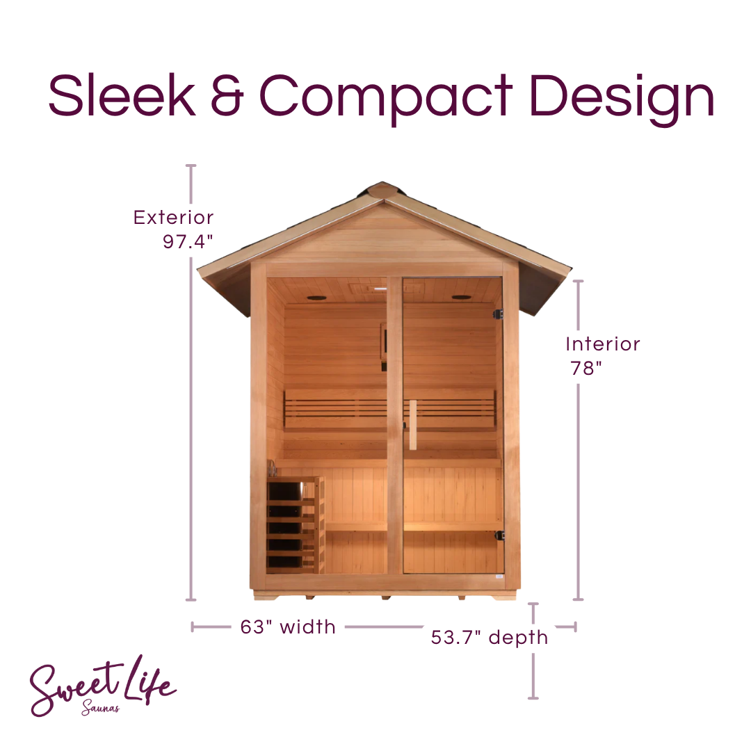 Golden Designs Arlberg 3 Person Traditional Outdoor Steam Sauna Canadian Hemlock GDI-8103-01