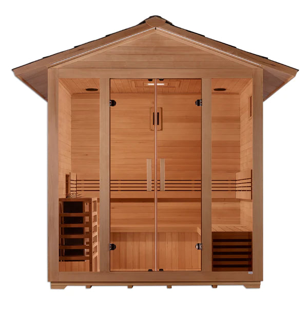 Golden Designs Vorarlberg 5 Person Traditional Outdoor Steam Sauna Canadian Hemlock GDI-8105-01