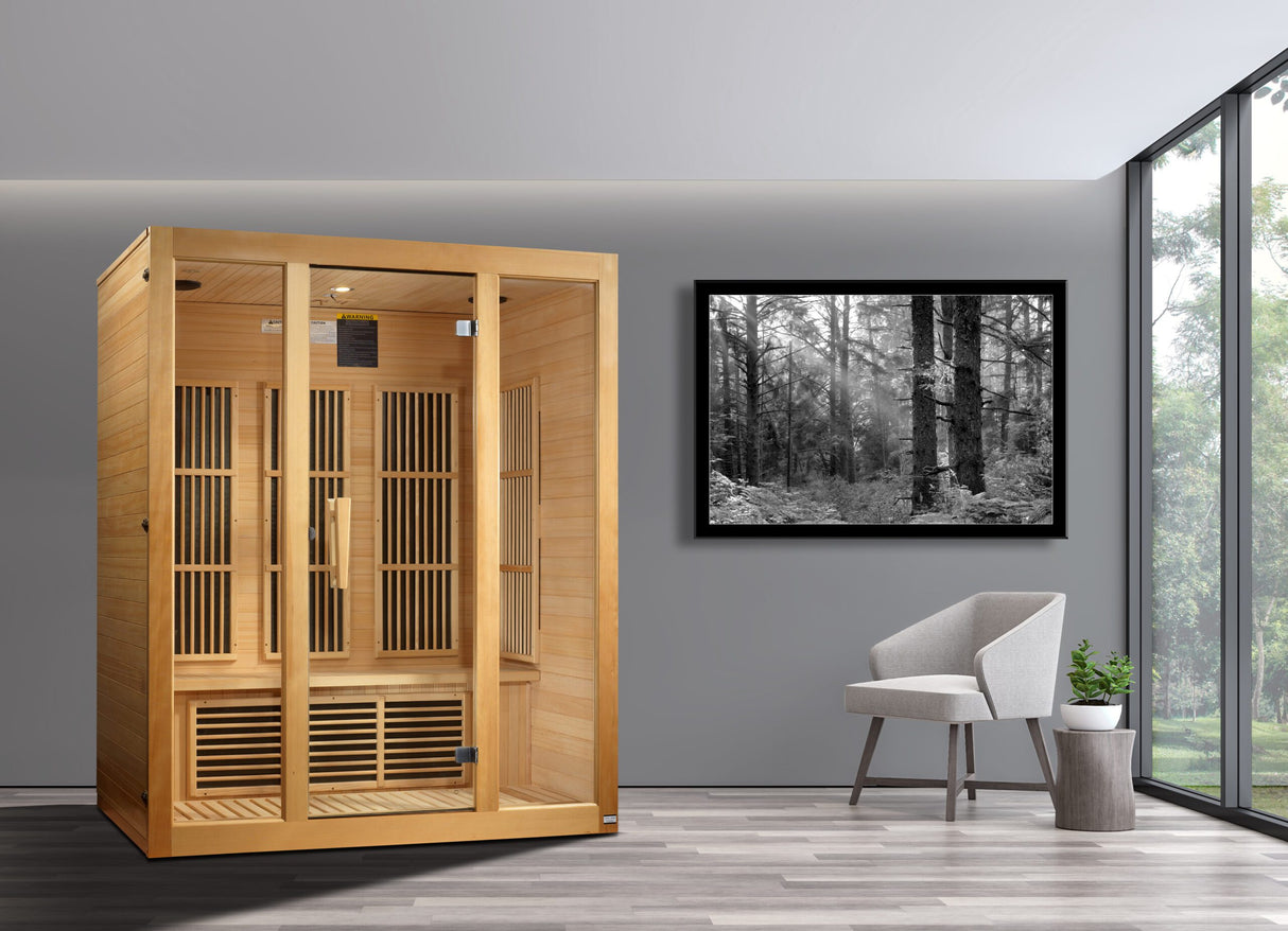 Maxxus Bellevue 3 Person Near Zero EMF FAR Infrared Sauna Canadian Hemlock MX-J306-01-ZF