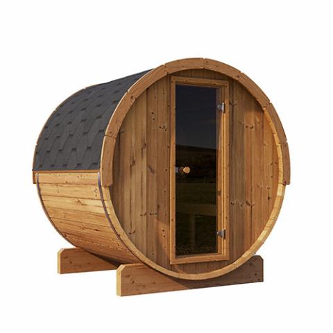 SaunaLife ERGO Series Sauna Barrel 71"L x 81"D, 4-Person - Sweet Life Saunas