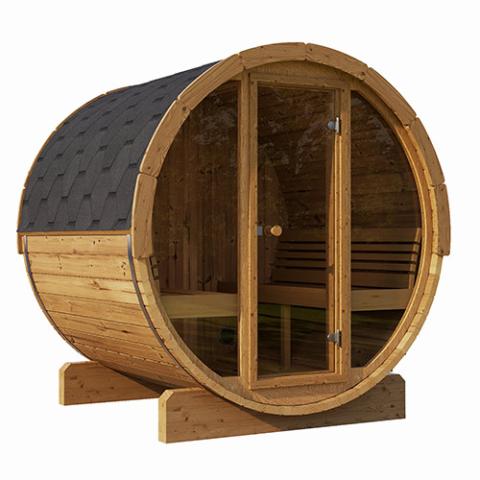 SaunaLife ERGO Series Sauna Barrel 71"x81" Glass Front - Sweet Life Saunas