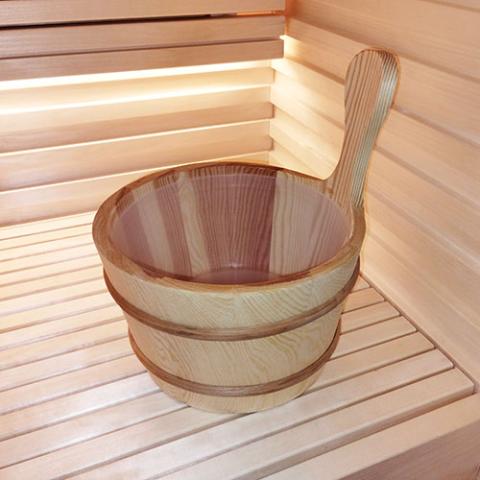 SaunaLife Wooden 1-Gallon Sauna Bucket, Wood Ladle, Thermometer, Hygrometer - Sweet Life Saunas