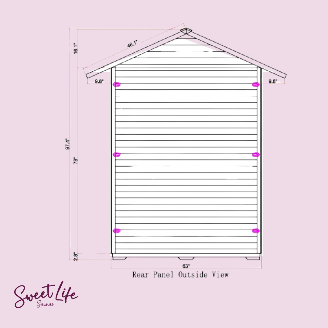 rear view dimensions Arlberg Sauna