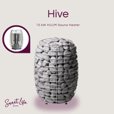 15 kW HUUM Sauna Heater with 'Hive' branding on a light gray background