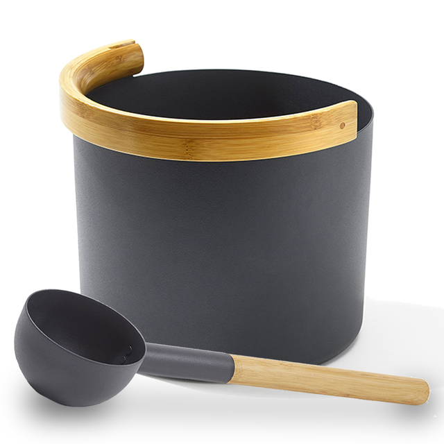 Kolo Sauna Bucket, Curved Bamboo Handle, 1 Gallon, Aluminum - Sweet Life Saunas