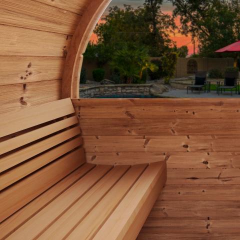 SaunaLife ERGO Series Sauna Barrel, Rear Window, 4-Person