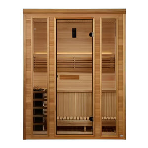 Golden Designs 2025 "Andermatt Edition" 3 Person Traditional Steam Sauna - Comes with Heater, Stones, Controls, Lighting, Accessories, and Bluetooth