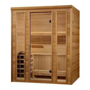Golden Designs 2025 "Andermatt Edition" 3 Person Traditional Steam Sauna - Comes with Heater, Stones, Controls, Lighting, Accessories, and Bluetooth