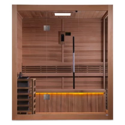 Golden Designs Forssa 3-4 Person Traditional Sauna Canadian Red Cedar Interior GDI-7203-01