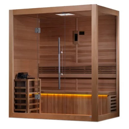 Golden Designs Forssa 3-4 Person Traditional Sauna Canadian Red Cedar Interior GDI-7203-01