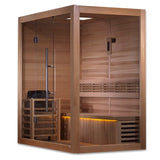 Golden Designs Forssa 3-4 Person Traditional Sauna Canadian Red Cedar Interior GDI-7203-01