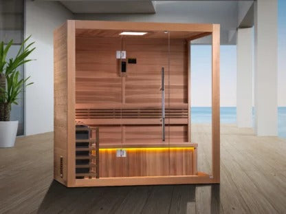 Golden Designs Forssa 3-4 Person Traditional Sauna Canadian Red Cedar Interior GDI-7203-01