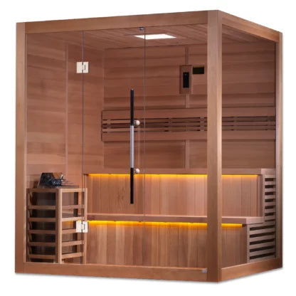 Golden Designs "Kuusamo Edition" 6 Person Traditional Sauna - Canadian Red Cedar Interior