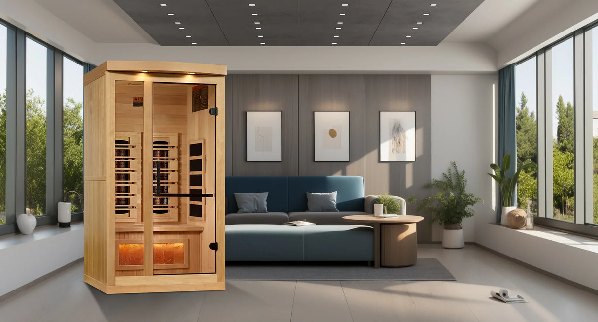 Golden Designs Aurora 1 Person Full Spectrum Infrared Sauna with Himalayan Salt Bar GDI-8010-03