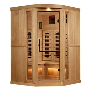 Golden Designs Big Bang 3 Person Corner Full Spectrum Infrared Sauna with Himalayan Salt Bar GDI-8035-03