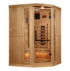 Golden Designs Big Bang 3 Person Corner Full Spectrum Infrared Sauna with Himalayan Salt Bar GDI-8035-03