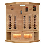 Golden Designs Big Bang 3 Person Corner Full Spectrum Infrared Sauna with Himalayan Salt Bar GDI-8035-03
