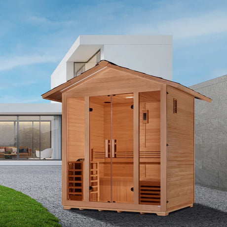 Golden Designs Vorarlberg 5 Person Traditional Outdoor Steam Sauna Canadian Hemlock GDI-8105-01