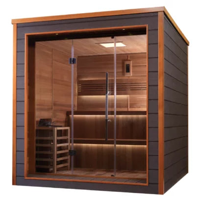 Golden Designs Bergen 6 Person Outdoor-Indoor Traditional Sauna - Comes with Heater, Stones, Controls, Lighting, and Bluetooth