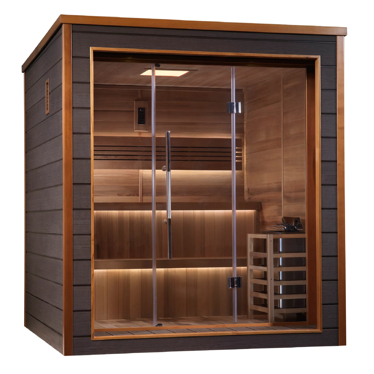Golden Designs Bergen 6 Person Outdoor-Indoor Traditional Sauna - Comes with Heater, Stones, Controls, Lighting, and Bluetooth