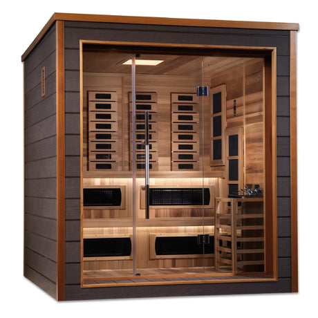 Golden Designs Karlstad 6 Person Outdoor-Indoor PureTech™ Hybrid Full Spectrum Sauna - Canadian Red Cedar Interior