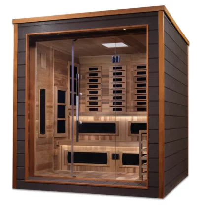 Golden Designs Karlstad 6 Person Outdoor-Indoor PureTech™ Hybrid Full Spectrum Sauna - Canadian Red Cedar Interior