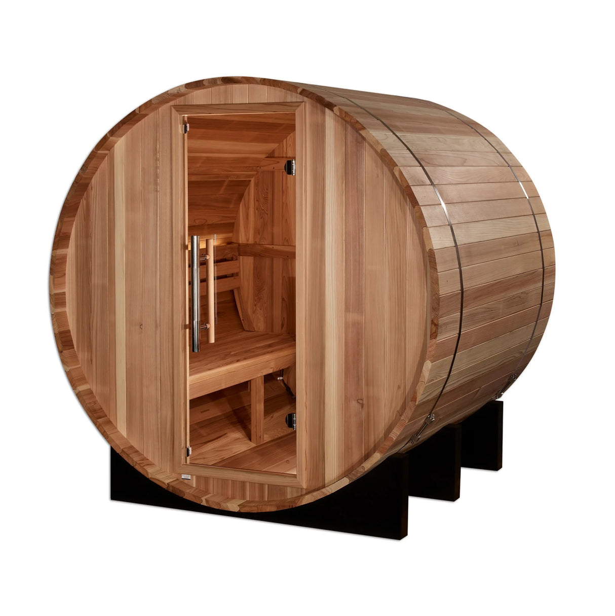 Golden Designs "St. Moritz" 2 Person Barrel Traditional Sauna - Comes with Heater, Stones, Controls, Lighting, and Accessories