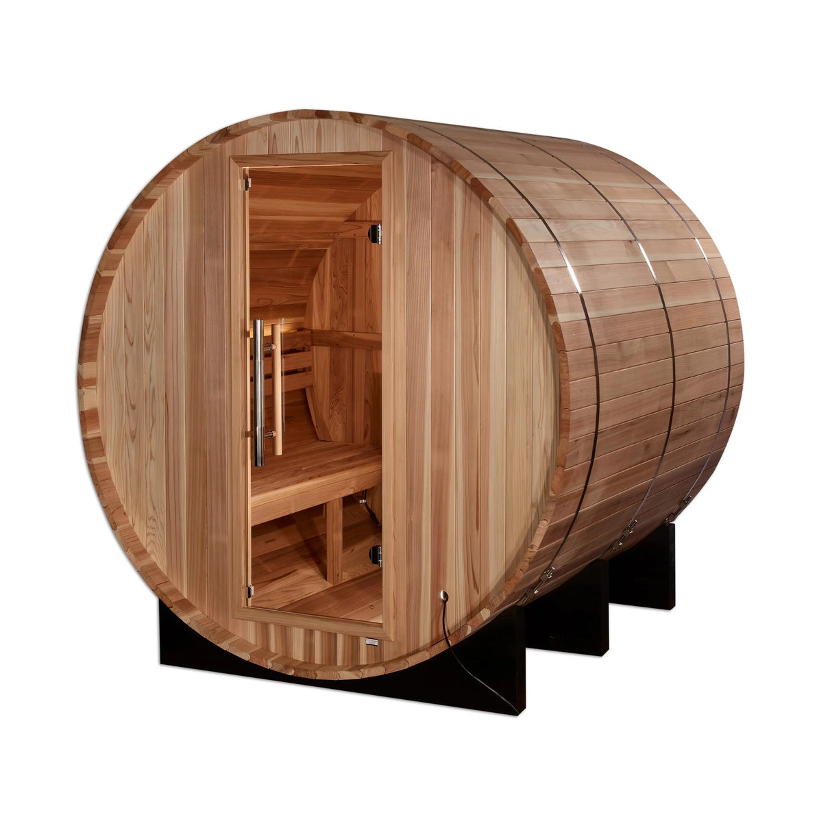 Golden Designs "Arosa" 4 Person Barrel Sauna - Comes with Heater, Stones, Controls, Lighting, and Accessories