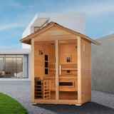 Golden Designs Carinthia 3 Person Hybrid PureTech™ Full Spectrum IR or Traditional Stove Outdoor Sauna Canadian Hemlock GDI-8123-01