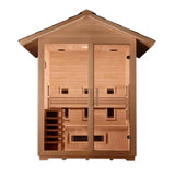 Golden Designs Carinthia 3 Person Hybrid PureTech™ Full Spectrum IR or Traditional Stove Outdoor Sauna Canadian Hemlock GDI-8123-01