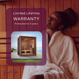 Golden Designs “Visby” 3-Person Indoor-Outdoor Hybrid Sauna Kit, Canadian Red Cedar Interior (79.2″ x 71″ x 88.3″)