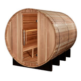 Golden Designs "Klosters" 6 Person Barrel Traditional Sauna - Comes with Heater, Stones, Controls, Lighting, and Accessories