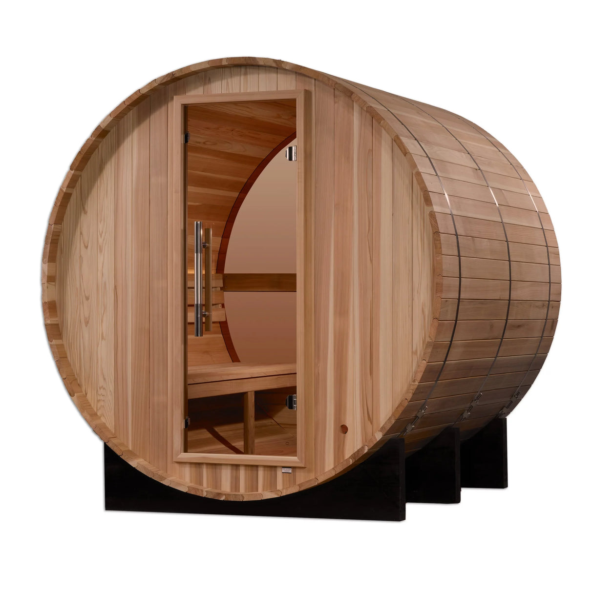 Golden Designs "Zurich" 4 Person Barrel with Bronze Privacy View - Traditional Sauna - Pacific Cedar